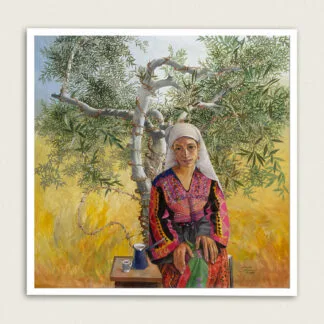 Quiet morning, Palestinian art by Sliman Mansour