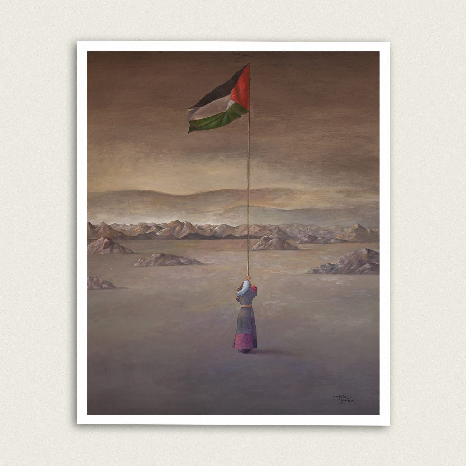 I will survive, Palestinian art by Sliman Mansour