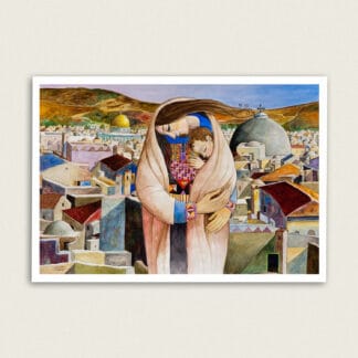Mother and child- Palestine art by Sliman Mansour