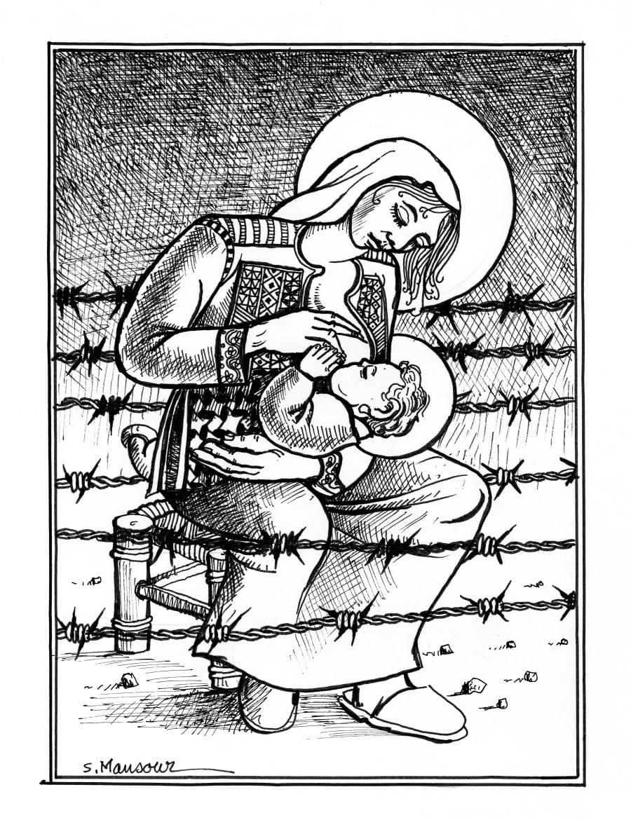 Bethlehem, 1980s - Palestine art by Sliman Mansour