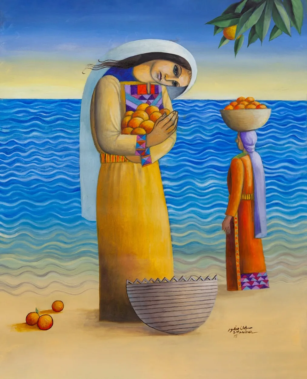Lost sea II, 2015 - Palestinian art poster by Sliman Mansour