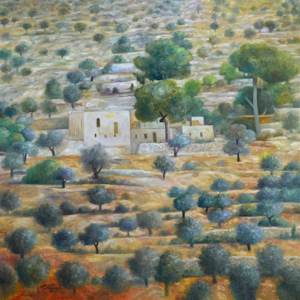 Childhood's Home, 2016 - Palestinian art poster by Sliman Mansour