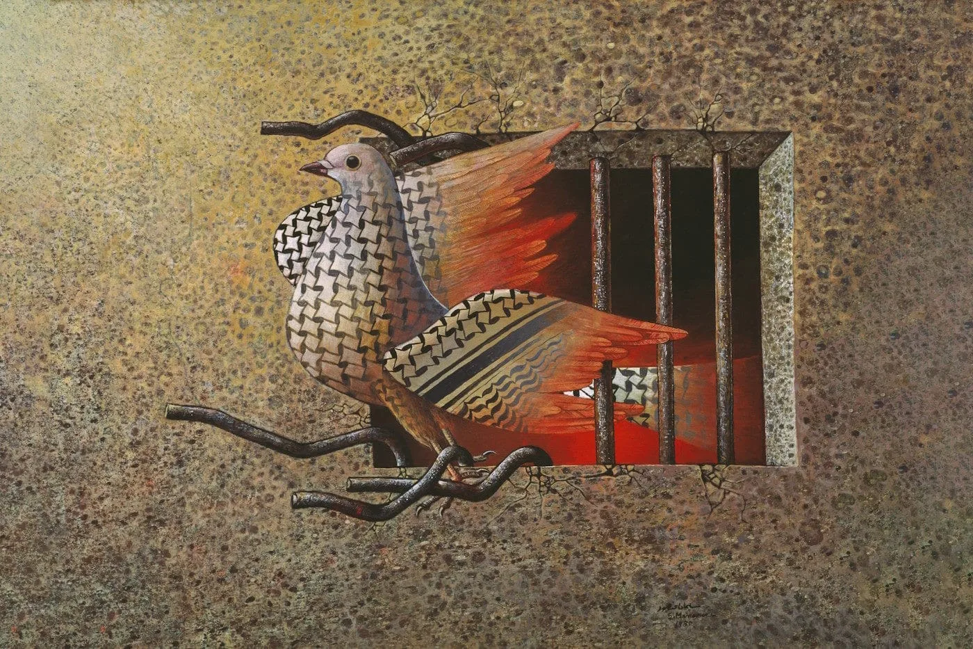 Prisoner's Day - Palestinian Art by Sliman Mansour